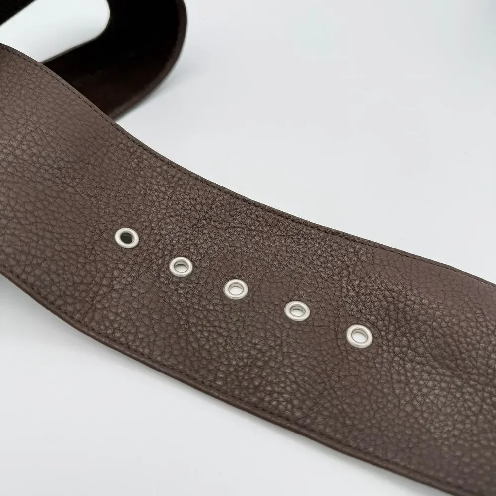 Fossil Genuine Leather Wide Brown Belt Pebbled Texture Boho Casual Minimalism